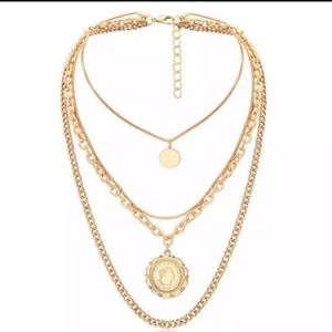 COPY - NEW Multilayer Big Coin Pendant Chunky Chain Choker Necklace